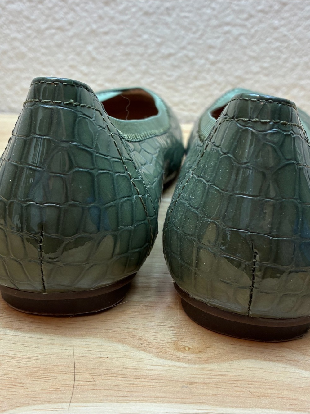 Vionic Olive Green Croc-Embossed Ballet Flats - Picture 4 of 7